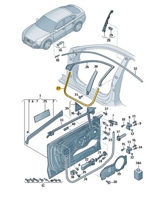 Прокладка дверь wewnętna нижняя audi a7 c7 aso фото №1