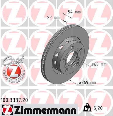 ZIMMERMANN 100.3337.20 DISKU STABDŽIŲ 