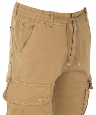 SPODNIE MĘSKIE BOJÓWKI PAS NA GUMCE BEŻOWE 30