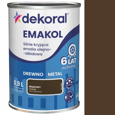 DEKORAL EMALIA EMAKOL STRONG 0,9L BRĄZOWY POŁYSK