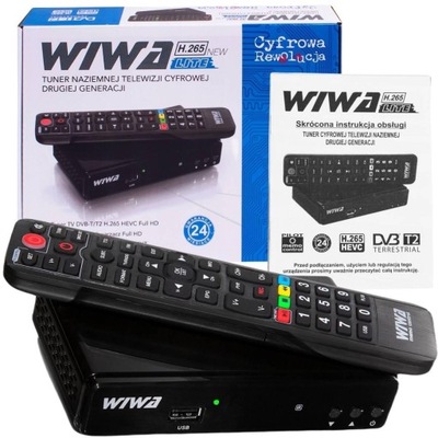 Tuner Dekoder Telewizji Naziemnej DVB-T T2 WIWA H.265 HEVC MPEG-4 TXT LITE