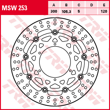TRW MSW253 DISKU STABDŽIŲ (300X105X5MM) PRIEK. 