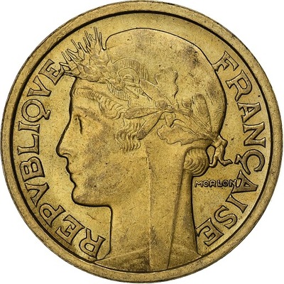 Francja, 2 Francs, Morlon, 1938, Paris, Brązal, AU