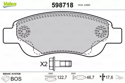 VALEO 598718 JUEGO ZAPATAS HAMULCOWYCH, FRENOS T  