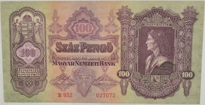 3.aa.Węgry, 100 Pengo 1930, P.98, St.1