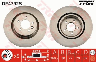 ДИСК HAM. RANGE ROVER SPORT 06- 2,7D DF4792S TRW TRW DF4792S ДИСК