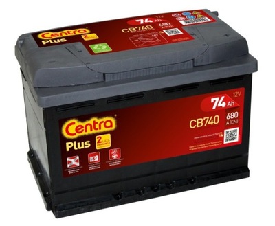 Акумулятор centra cb740 74ah 680a p+ фото №1