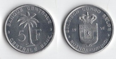 KONGO BELGIJSKIE 1958 5 FRANCS