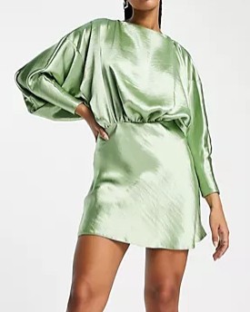 SUKIENKA SATYNOWA MINI ZIELONA ROZM XS 013