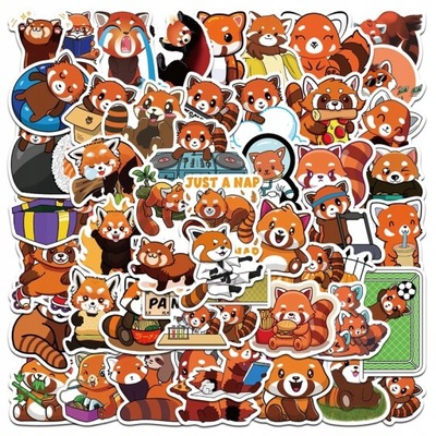 100 VIENETŲ KAWAII RED PANDA LIPDUKAI ESTETYCZNE PC LOL9073 