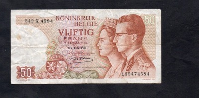 BANKNOT BELGIA -- 50 FRANKÓW -- 1966 rok