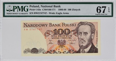 100 zł - 1986 rok - seria RW - PMG 67 EPQ