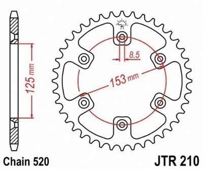 ENGRANAJE PARTE TRASERA JT 39-ZEBOW HONDA CR 250 1984-2007  