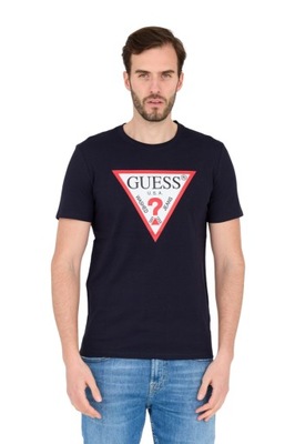 GUESS Granatowy t-shirt męski z logo M