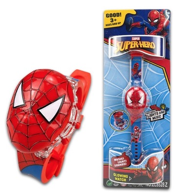 Spiderman zegarek dla chłopca na prezent w pudełku data godzina światełka