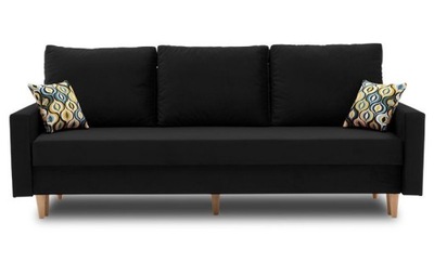 CZARNA KANAPA Etna Pro 212x92x75 cm sofa kanapa rozkładana wersalka