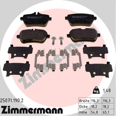 ZIMMERMANN 25071.190.2 KOMPLEKTAS TRINKELIŲ HAMULCOWYCH, STABDŽIAI DISKINIAI 