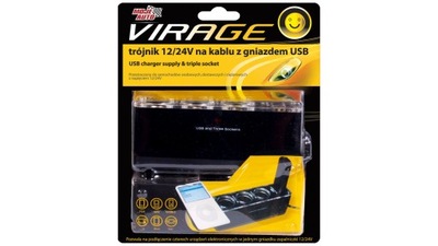 VIRAGE- JUNTA EN T 12/24V AL KABLU CON GNIAZDEM USB  