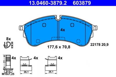 ATE 13.0460-3879.2 КОЛОДКИ ТОРМОЗНЫЕ ПЕРЕД VW CRAFTER 2,0 TDI 16-