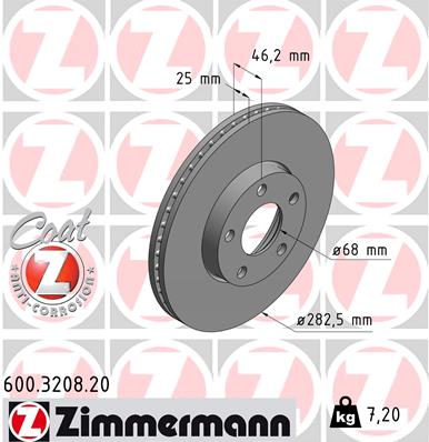 ZIMMERMANN 600.3208.20 ДИСК ГАЛЬМІВНИЙ