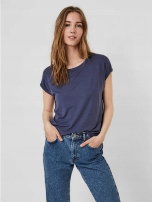 VERO MODA T-SHIRT GRANATOWY CASUAL BASIC _ 38 M