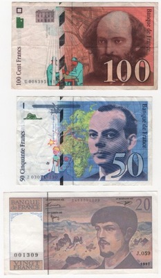 FRANCJA ZESTAW FRANKÓW 20/50/100 - 1997