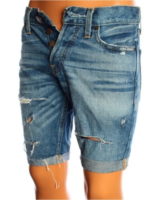 HOLLISTER CALIFORNIA Spodenki męskie jeans jeansowe logowane dziury r. W28