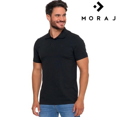 KOSZULKA POLO ELEGANCKA MĘSKA CZARNA PREMIUM MORAJ R. M