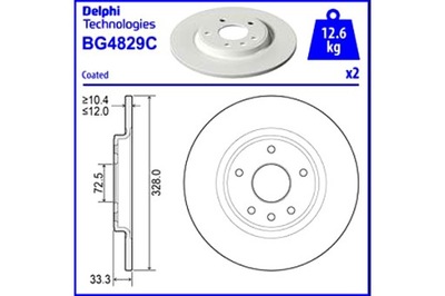 DELPHI DISCOS DE FRENADO 2SZT. PARTE TRASERA CHRYSLER GRAND VOYAGER V VOYAGER V  