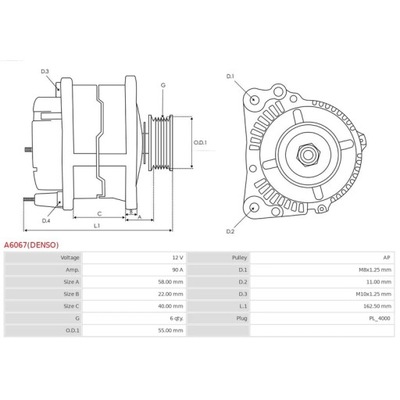 ГЕНЕРАТОР AS-PL A6067(DENSO) фото