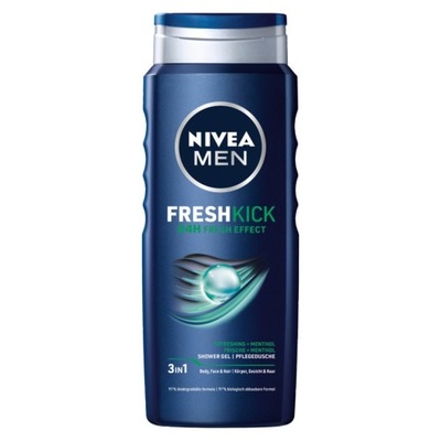 NIVEA Men Fresh Kick 3w1 żel pod prysznic do twarzy ciała włosów 500ml