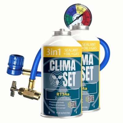 CLIMASET 2X 3W1 R134A ГАЗ DO КОНДИЦІОНЕРА АВТОМОБІЛЯ Z PRZEWODEM 700G