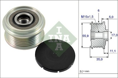 EMBRAGUE ALTERNADOR INA 535 0222 10  