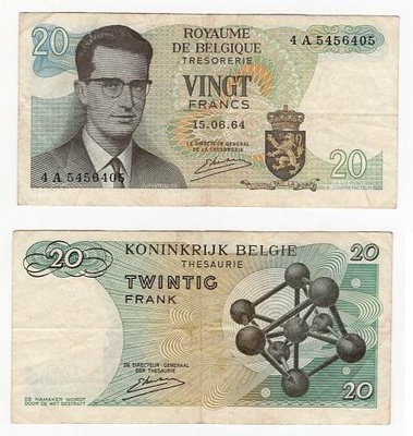 BELGIA 1964 20 FRANCS