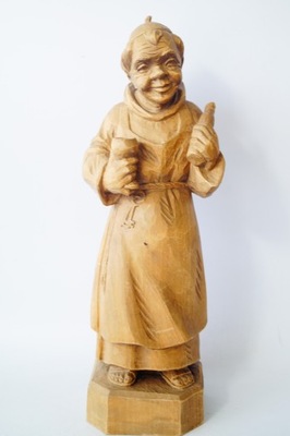 Rzeźba drewniana mnich z kielichem figura