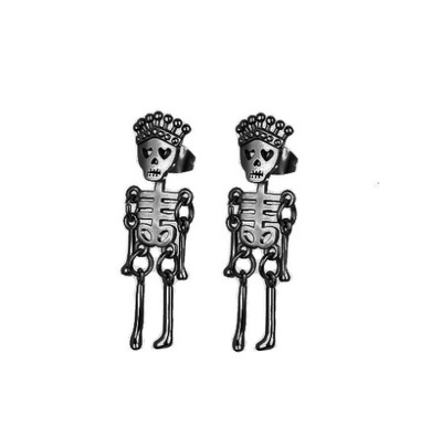 Kolczyki - czarne urocze szkielety - czaszki PUNK