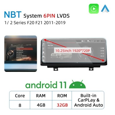 NAVEGACIÓN DE AUTOMÓVIL GPS ANDROID 12 CARPLAY PARA BMW SERII 1 2 F20 F21 2011-2019  