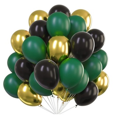 Bukiet balonów ciemnozielone złoty chrom na 30stkę