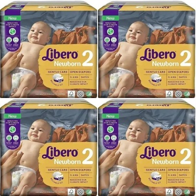 Pieluszki LIBERO 2 GENTLE CARE NEWBORN 3-6 kg 136szt MEGA PAKA z Norwegii