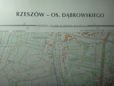 RZESZÓW - DĄBROWSKIEGO - Mapa Topograficzna Polski