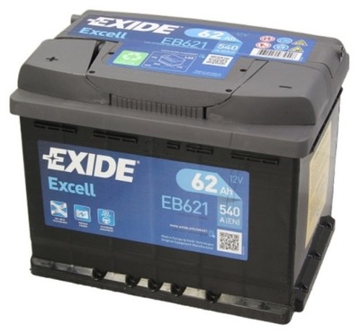 BATERÍA EXIDE EXCELL 62AH 540A EB621 DOJAZDLODZ  