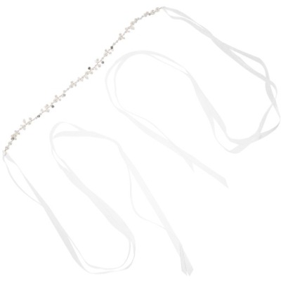 OZDOBNY PAS ŚLUBNY Z KRYSZTAŁKAMI I PERŁAMI