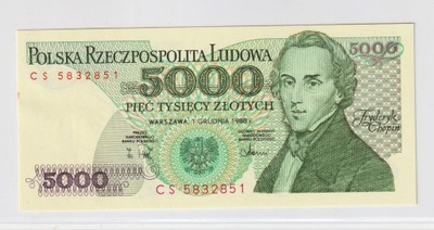 5000 zł Polska 1988 FRYDERYK CHOPIN seria CS UNC
