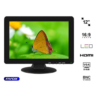 MONITOR AUTO O WOLNOSTOJACY LCD 12INTEGROS INTEGROS DIODO LUMINOSO LED VGA HDMI 12V  