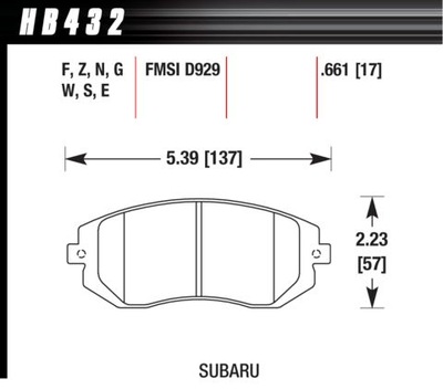 HB432B.661 HPS 5.0 HAWK ZAPATAS SUBARU OUTBACK LEGACY IMPREZA PARTE DELANTERA  