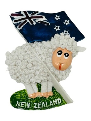 Magnes na lodówkę Magnez śliczna owieczka z flagą New Zealand Nowa Zelandia