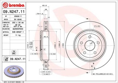 BREMBO 09.N247.11 DISC BRAKE CHEROKEE IV VAN  