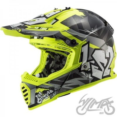 HELMET LS2 MX437 FAST EVO CRUSHER BLACK H-V YEL. XXL  