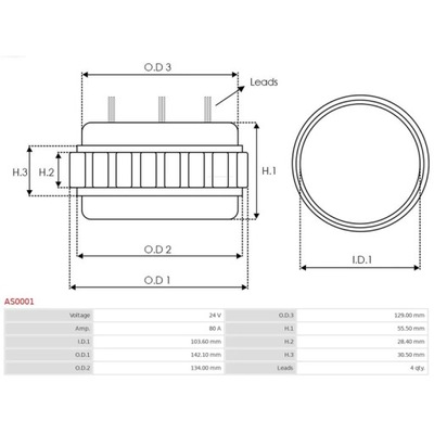 STATOR, ALTERNADOR AS-PL AS0001  