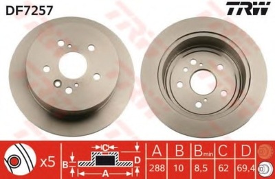 ДИСК ГАЛЬМІВНИЙ LEXUS RX300/400 03- ЗАД